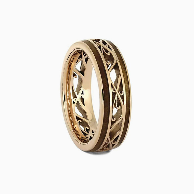 Womens Wedding Band With Wood Strips