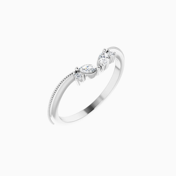 Marquise curved wedding band
