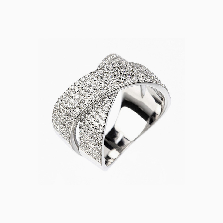 Fancy crossover diamond dress ring