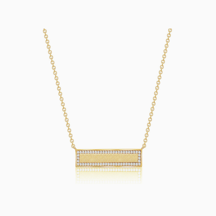 Gold bar necklace with diamonds