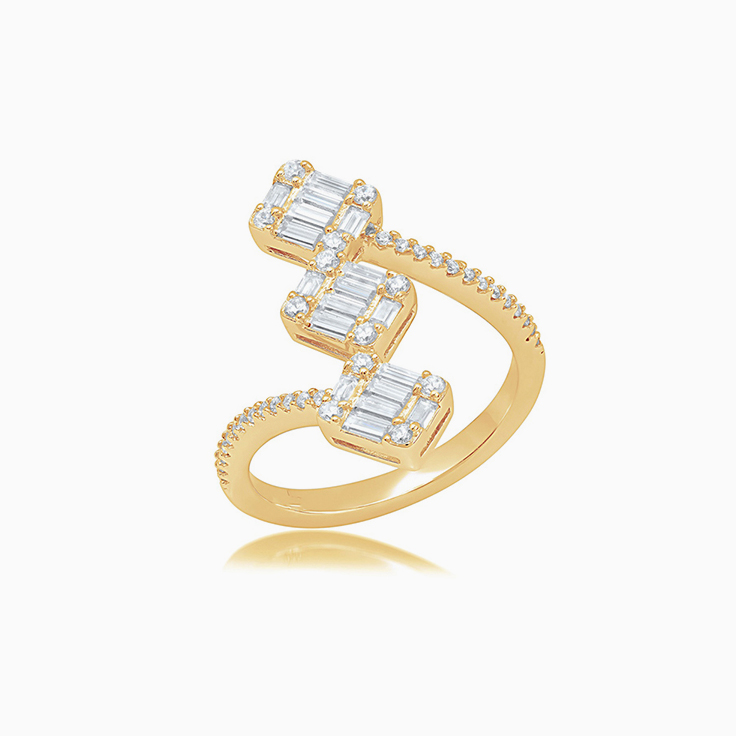 Diamond emerald cut cluster ring