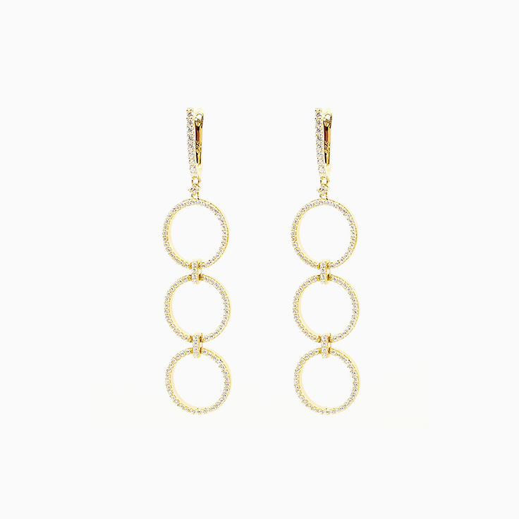 Circle line diamond earrings
