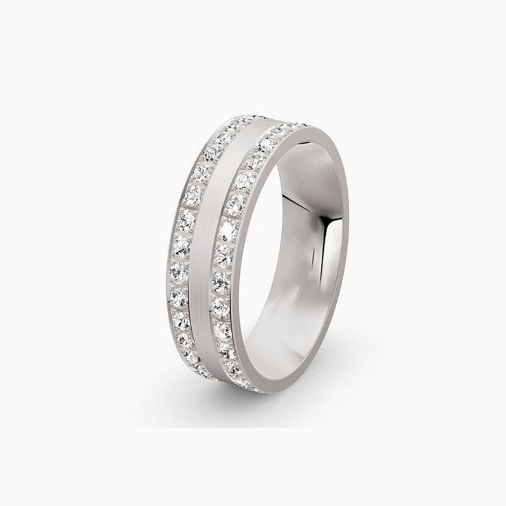 Mens Double Row Diamond Ring