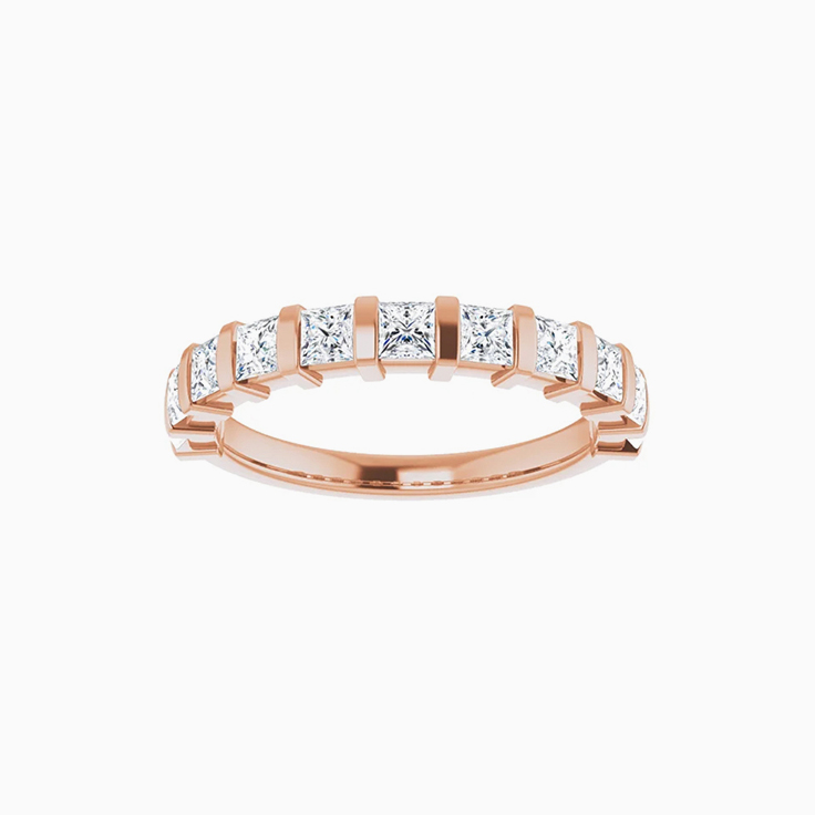 1 carat Princess cut wedding band