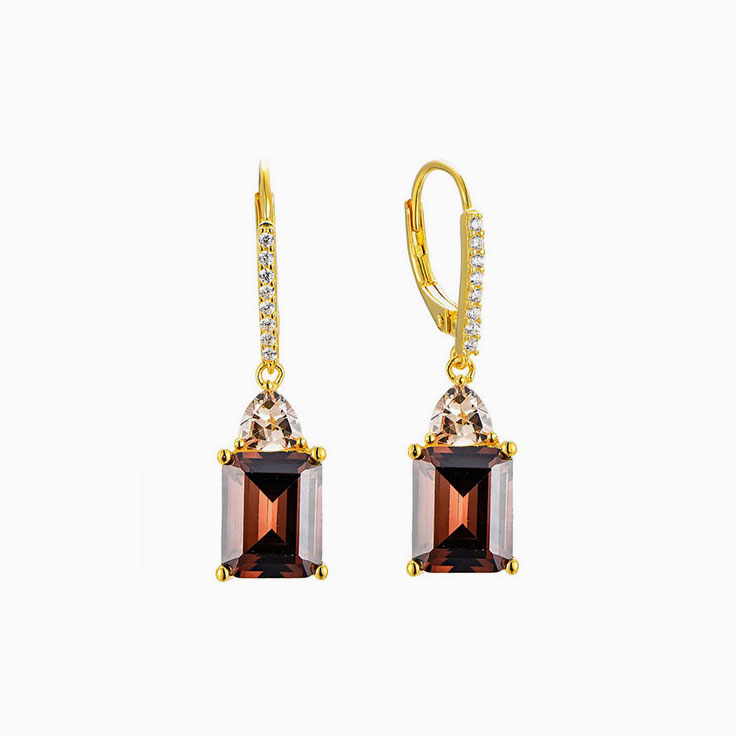 Garnet and diamond earring