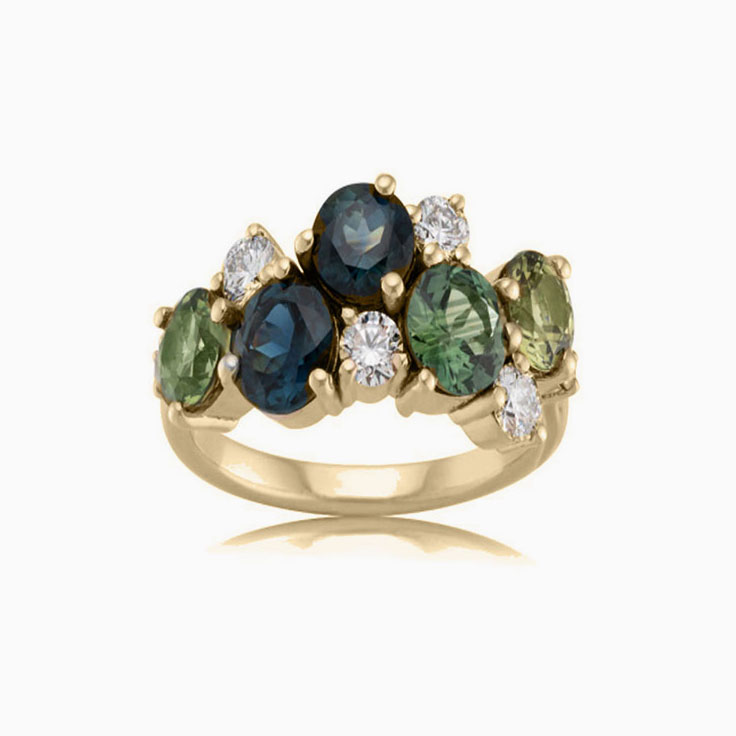 Gemstone and diamond ring