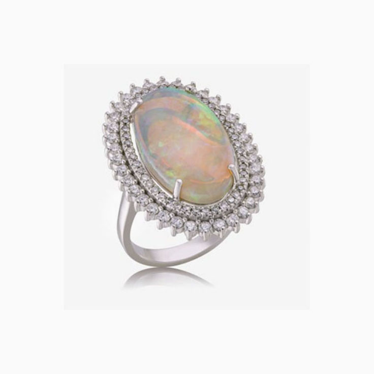 Classic oval opal floral ring