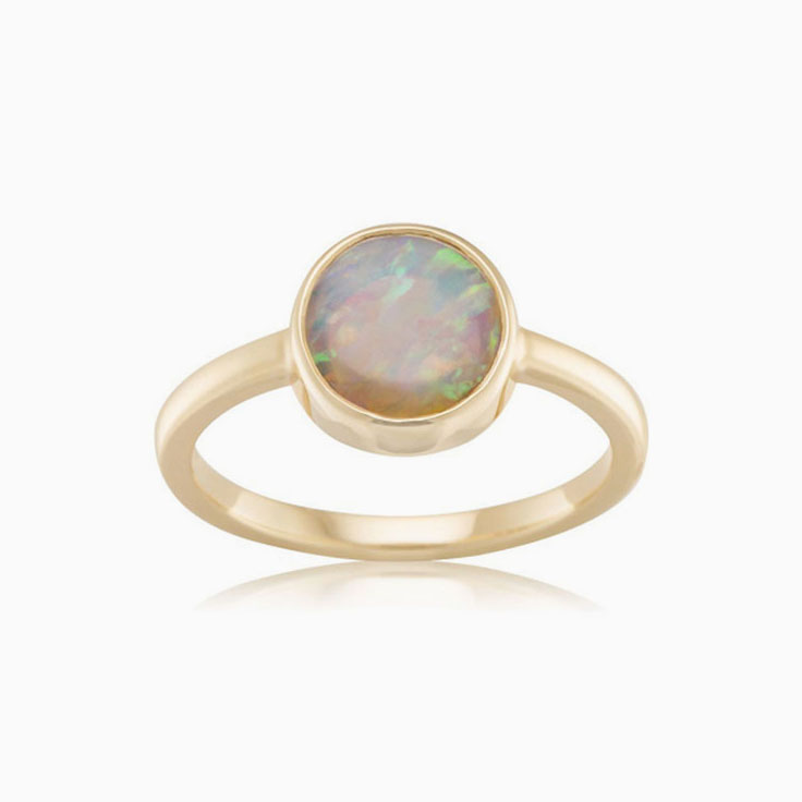 round opal bezel set ring