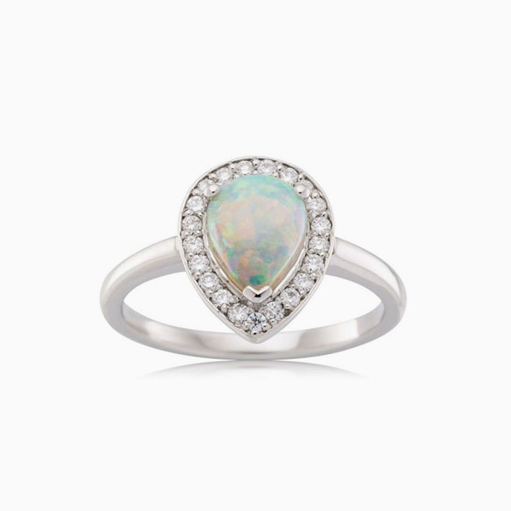 Opal diamond engagement ring