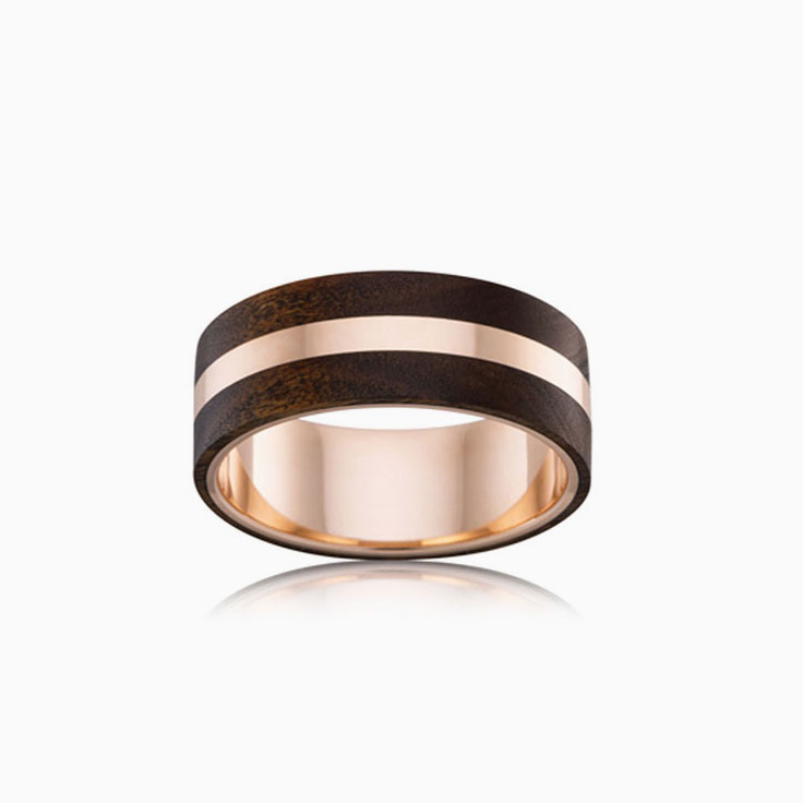 Australian wood and gold ring