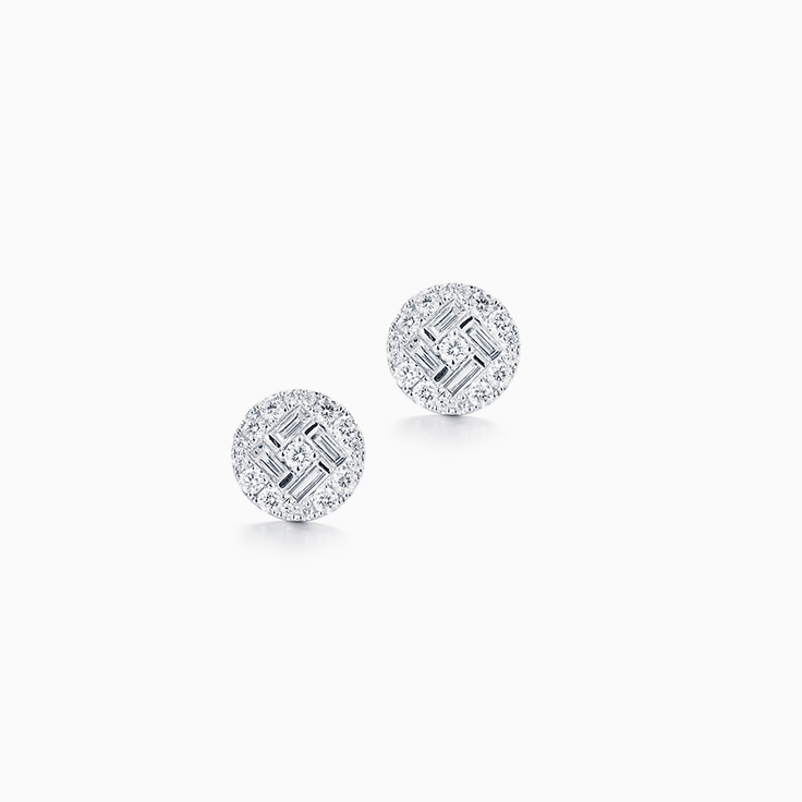 Baguette and Round Cluster Studs