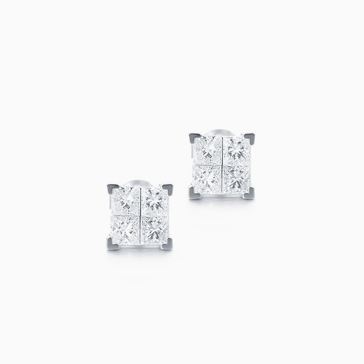 Princess cut diamond studs