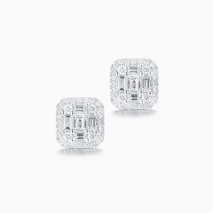 Emerald Shape diamond Studs