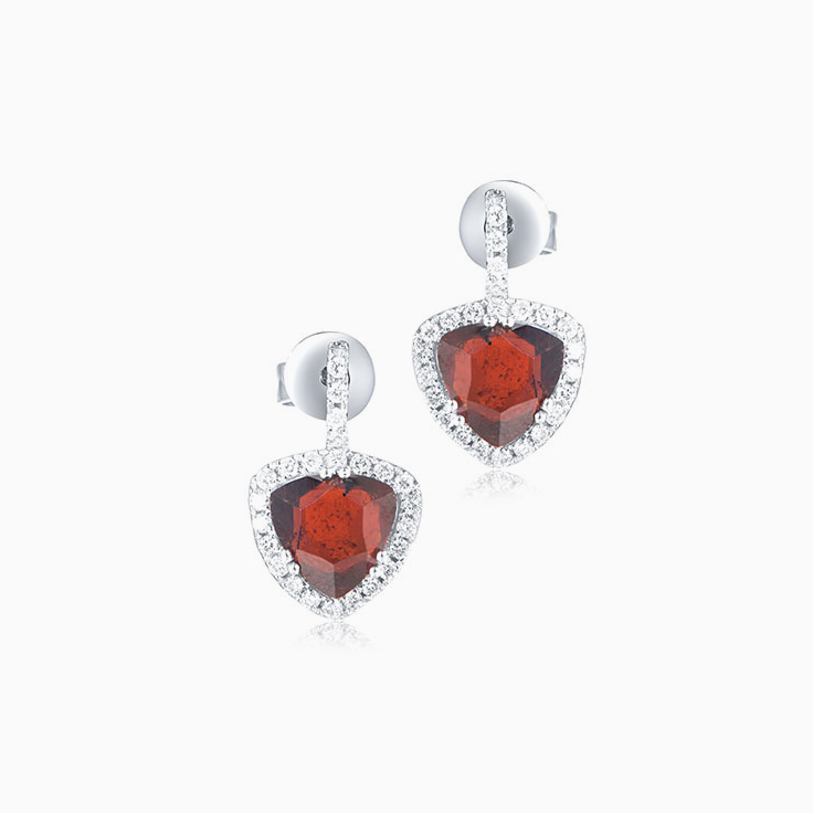 Red Garnet and Diamond Earrings