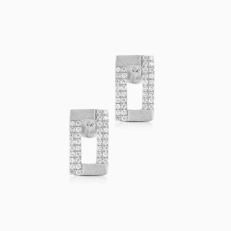 Rectangle Diamond Studs