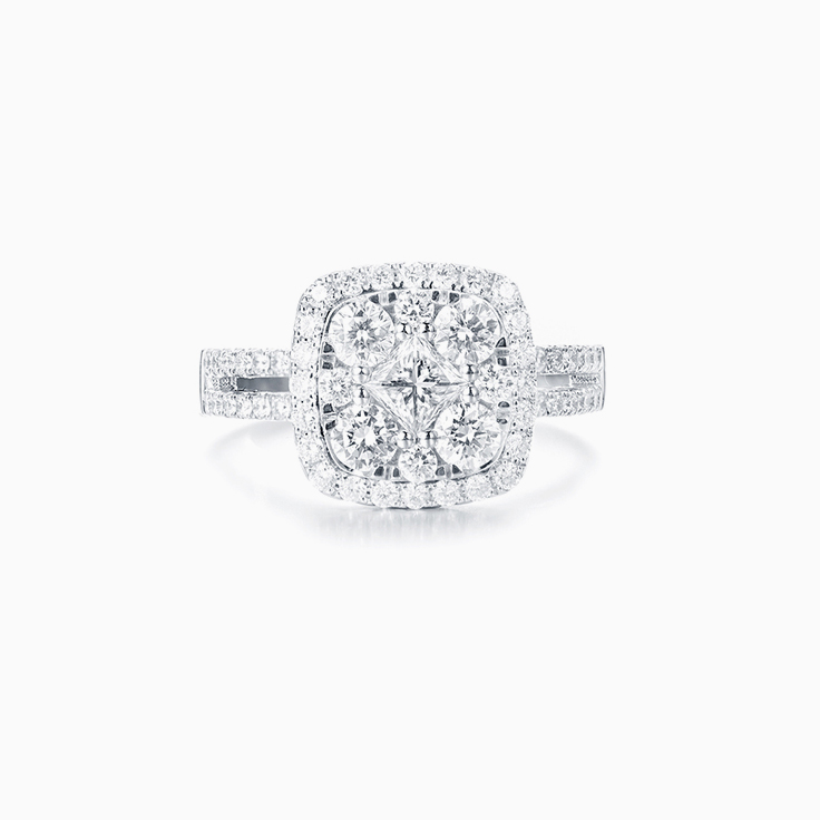 Cushion Cluster Diamond Ring