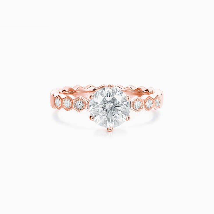 Round Brilliant cut Engagment ring on a drop set diamond band