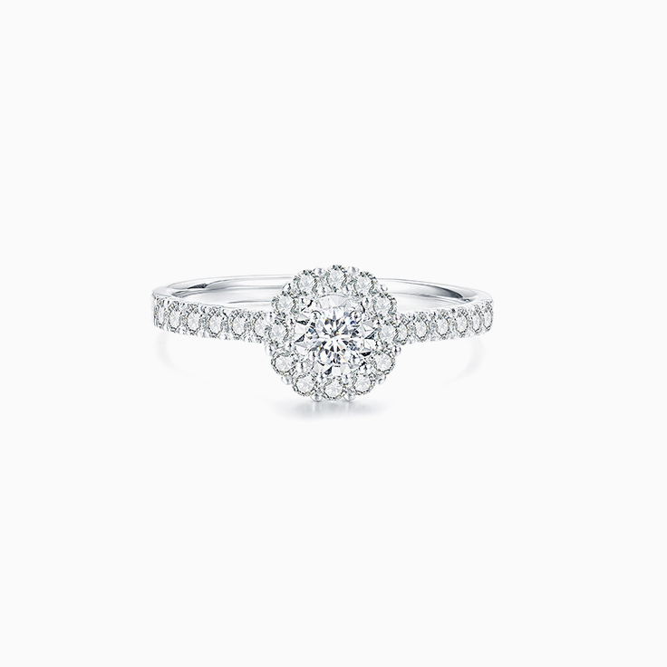 Round Diamond with a Halo Petite Engagement Ring