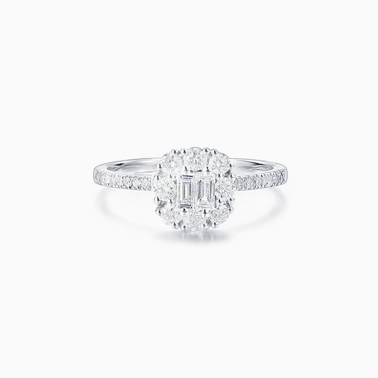 Cushion Shape Diamond Cluster Ring