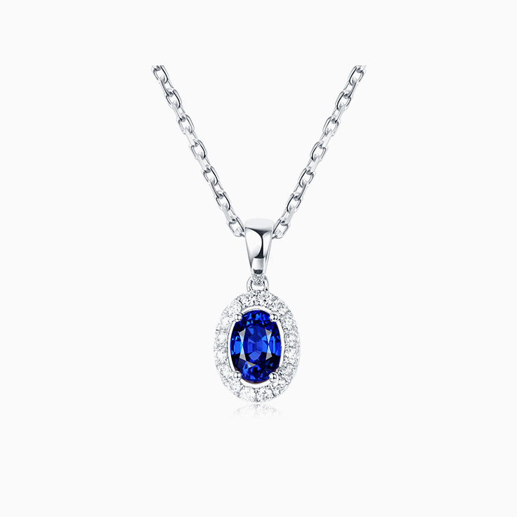 Blue Sapphire and Diamond Pendant