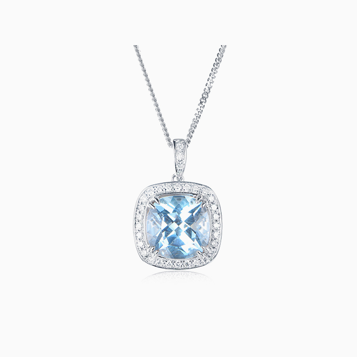Blue Topaz and Diamond pendant
