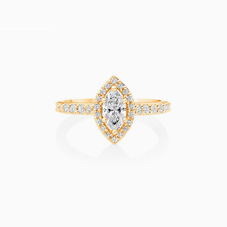 Marquise cut Engagement ring with a diamond halo