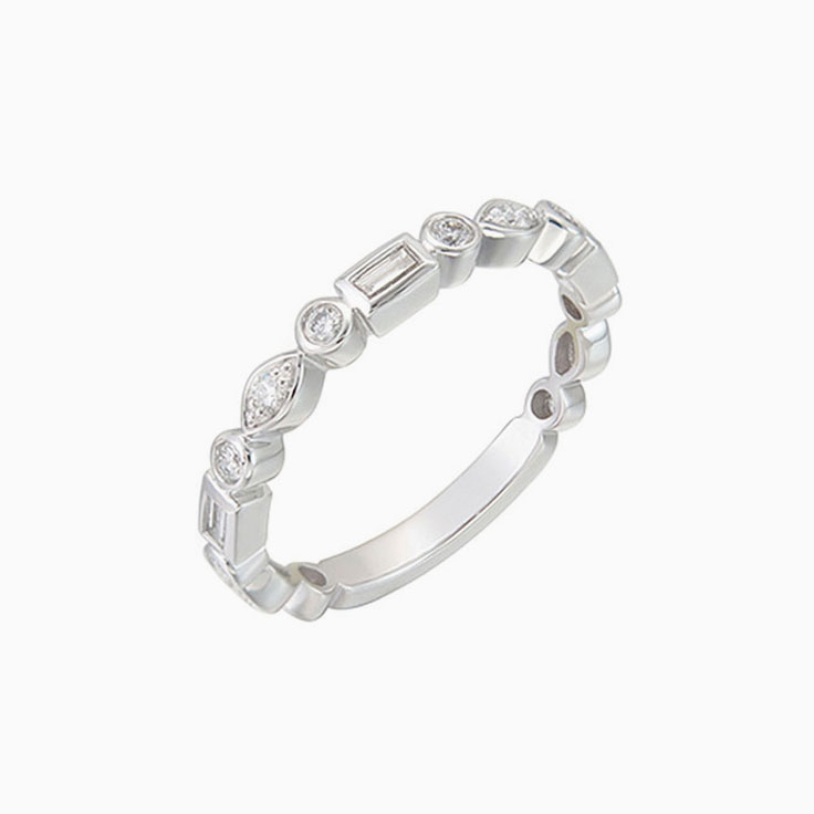Baguette and Round Bezel set ring