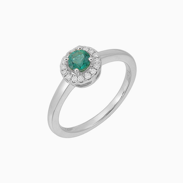 Green Emerald with a halo ring 3676