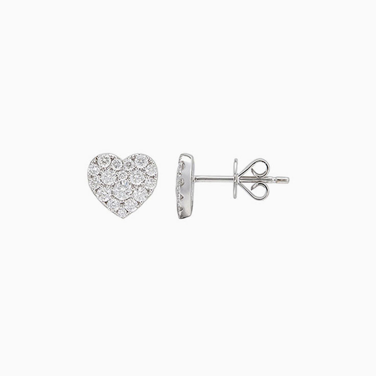Round diamond Heart studs 734