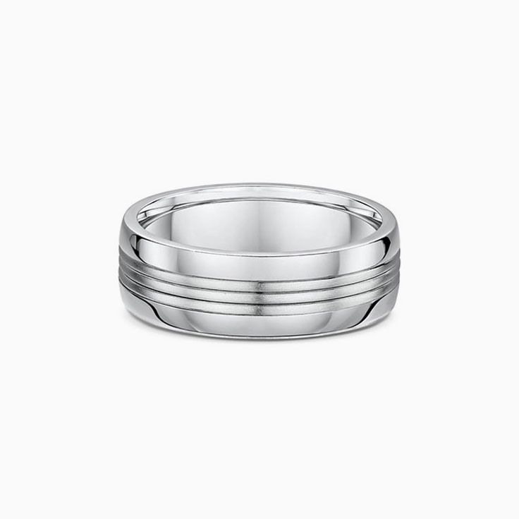 Centre striped mens wedding ring