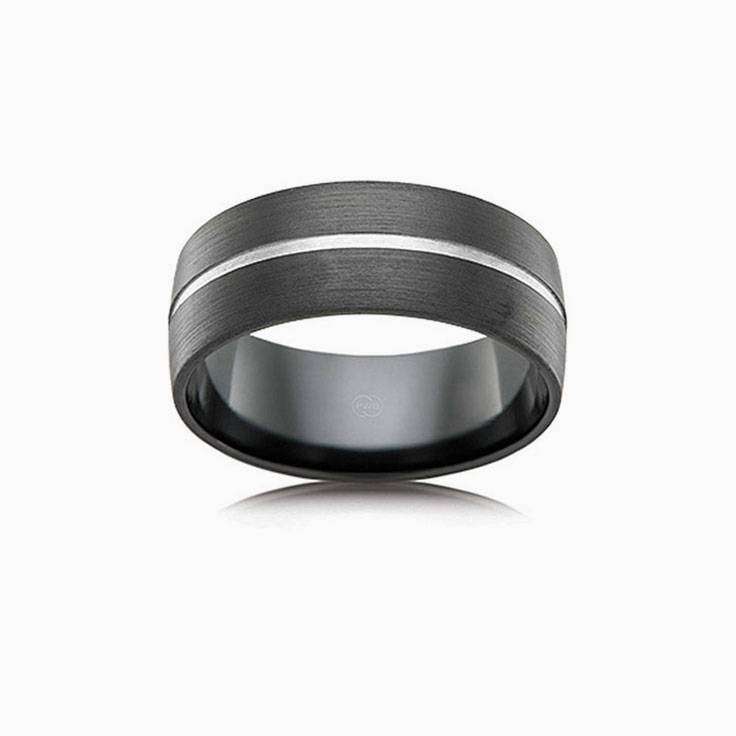 Zirconium Grooved Mens ring B4446