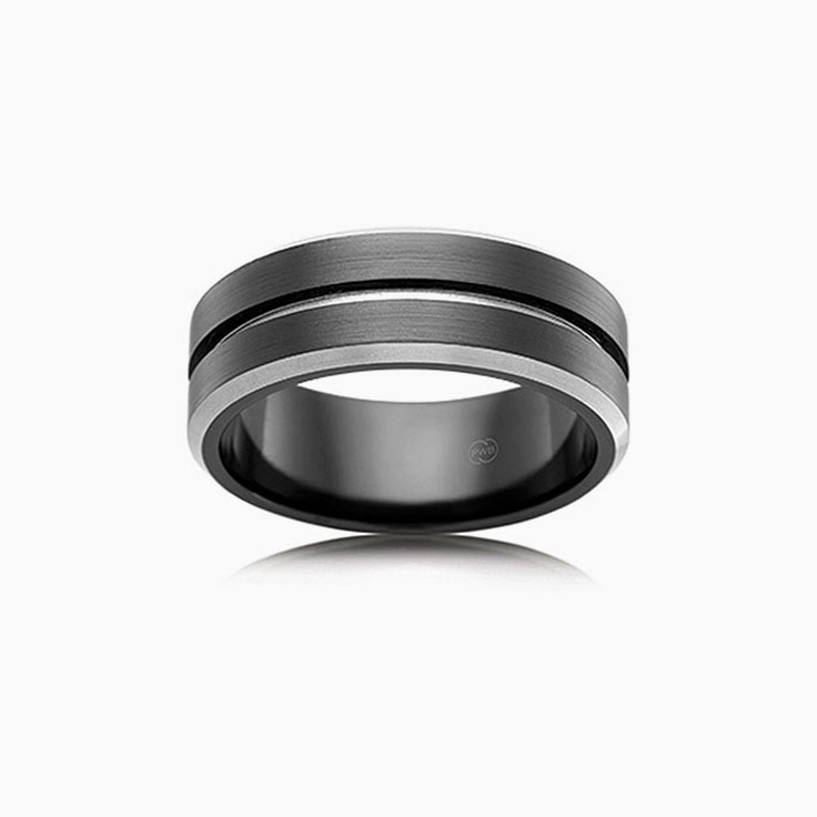 Grooved Zirconium Mens Ring FB4438