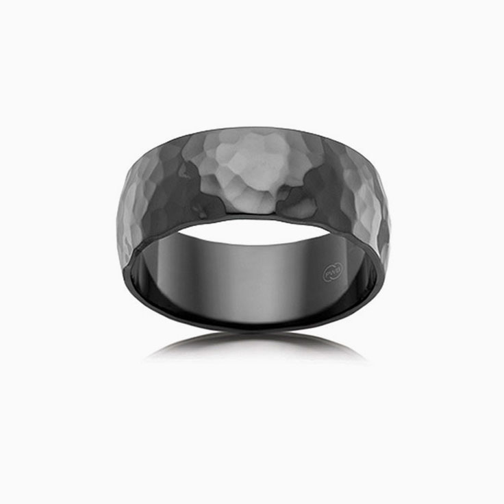 Hammered Finish Zirconium Wedding Band