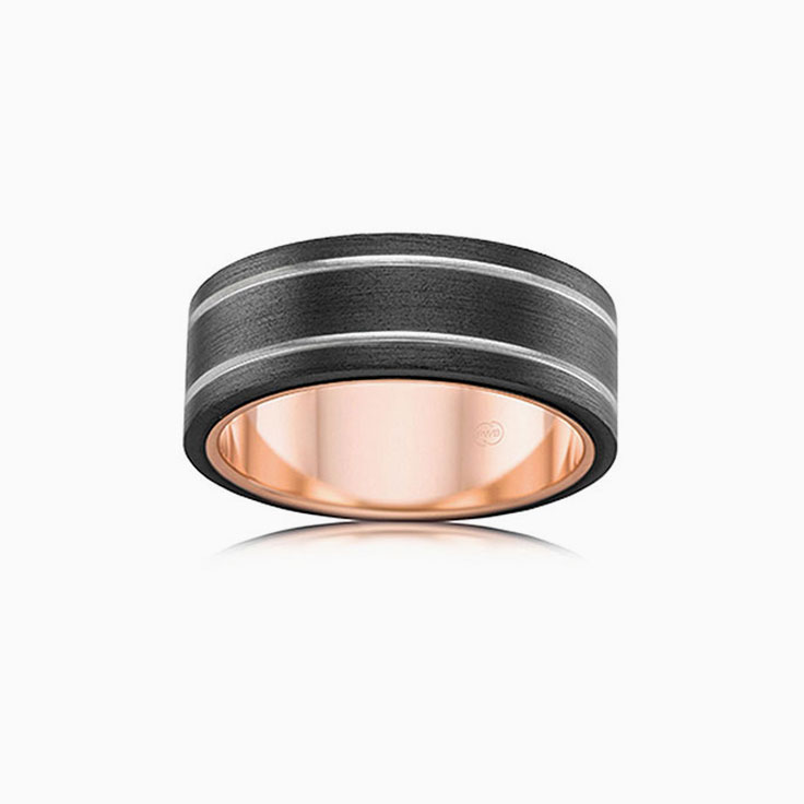 Two tone Zirconium mens ring ZR4415