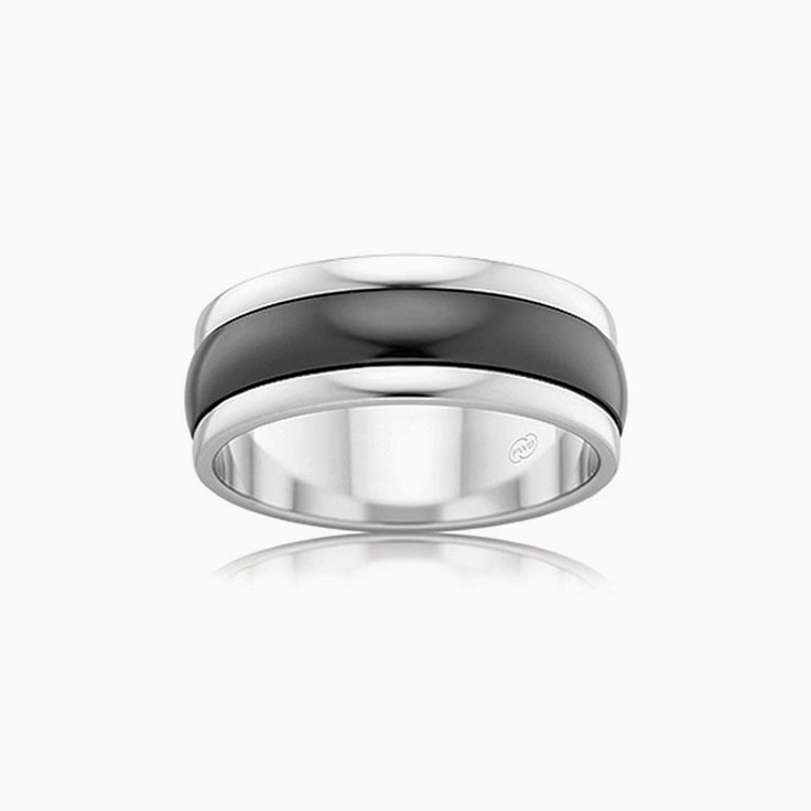 Two tone Mens Zirconium ring ZRJ4410