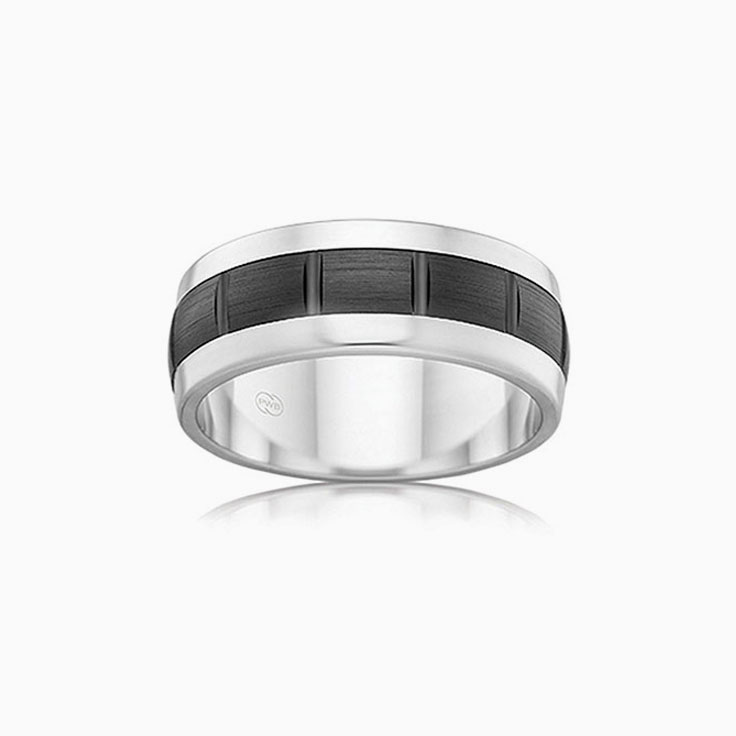 Two tone Mens Zirconium ring ZRJ4412