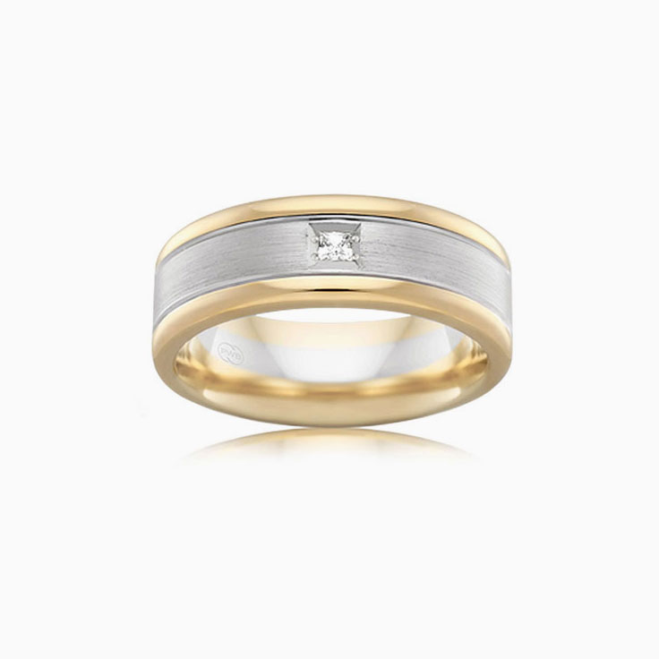 Drop set Mens wedding ring 2T3319