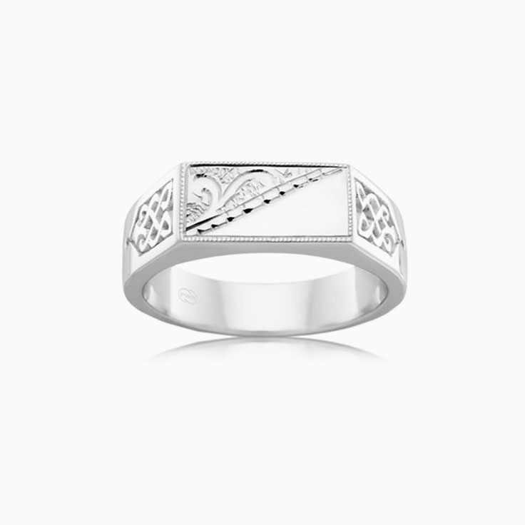 Carved mens signet ring
