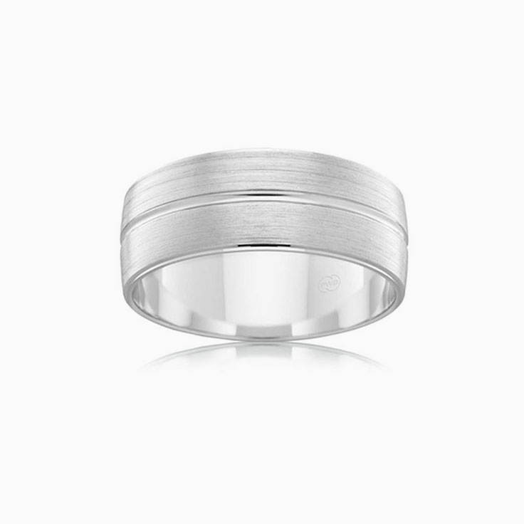 Grooved Mens Wedding Ring B2621