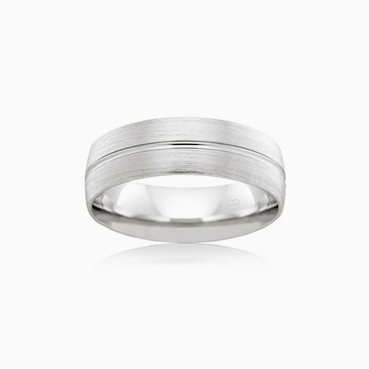 Centre Grooved mens wedding ring B2866