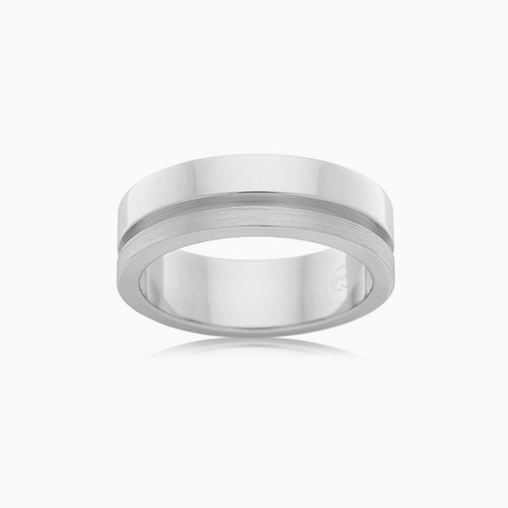 Side Grooved Mens Wedding ring F3441