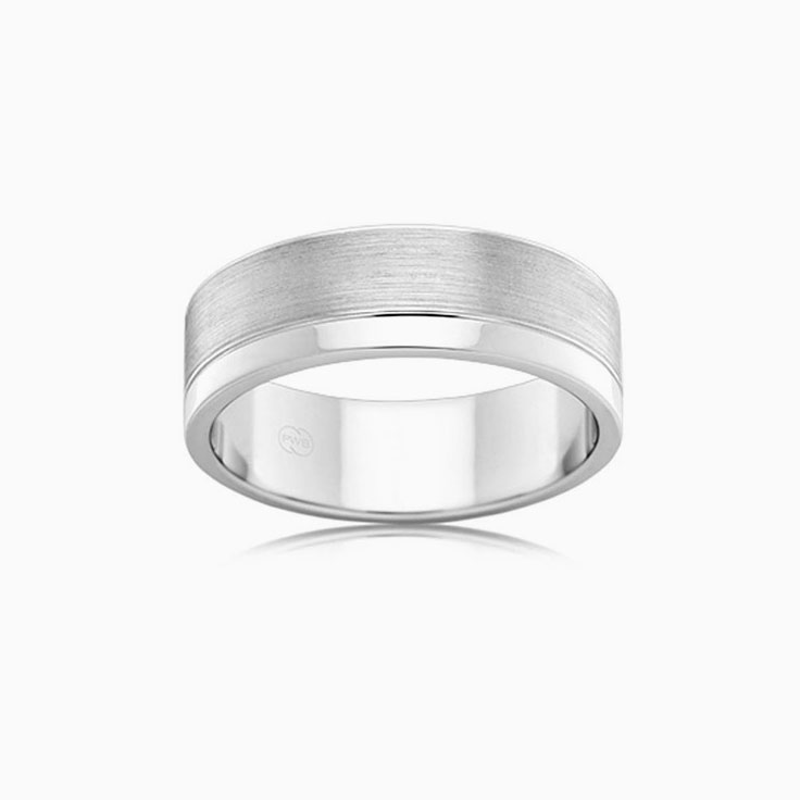 Side grooved mens wedding ring F3474