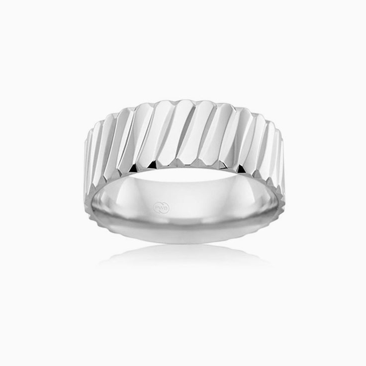 Side Carved Mens Wedding ring F763