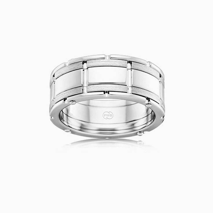 Patterned Mens Wedding Band J3940