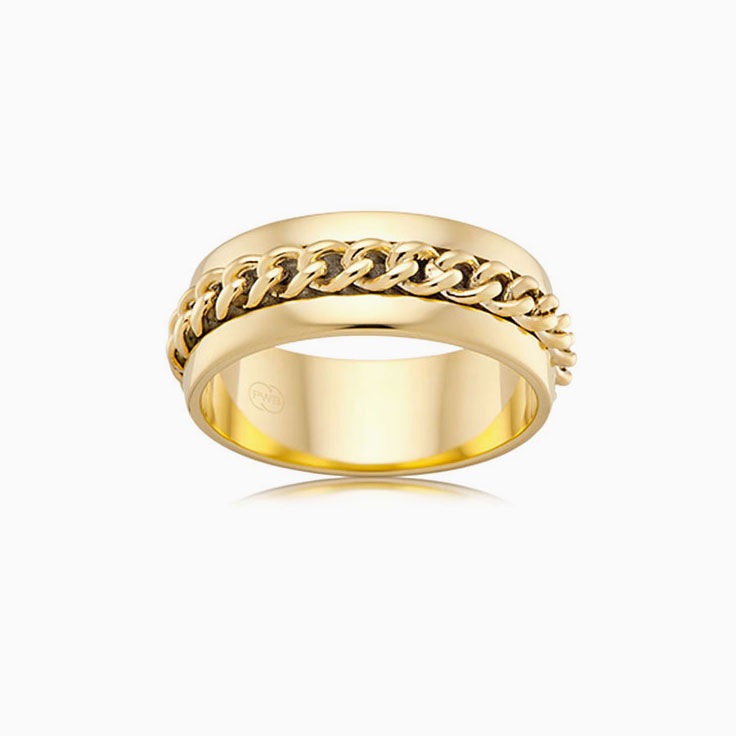 Centre Patterned Mens Ring J4035