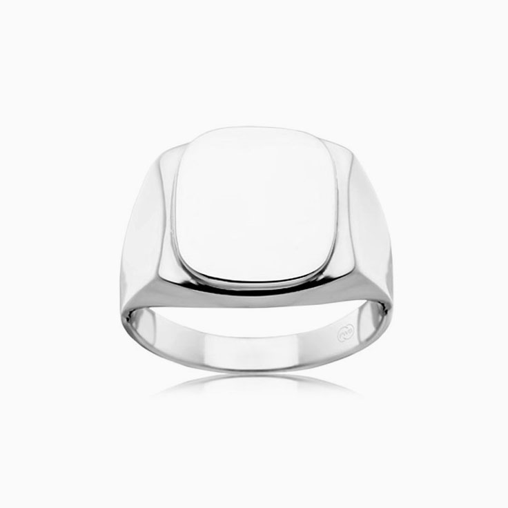 Carved Rectangle Signet Wedding Ring