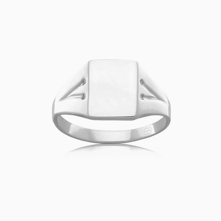 Rectangular Carved Signet Wedding Ring