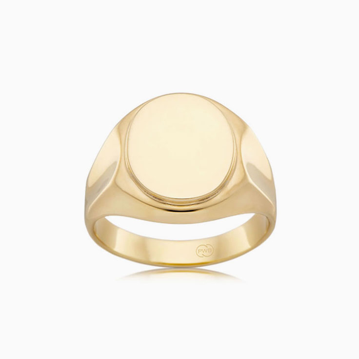 Bold Oval Mens Signet Wedding Ring