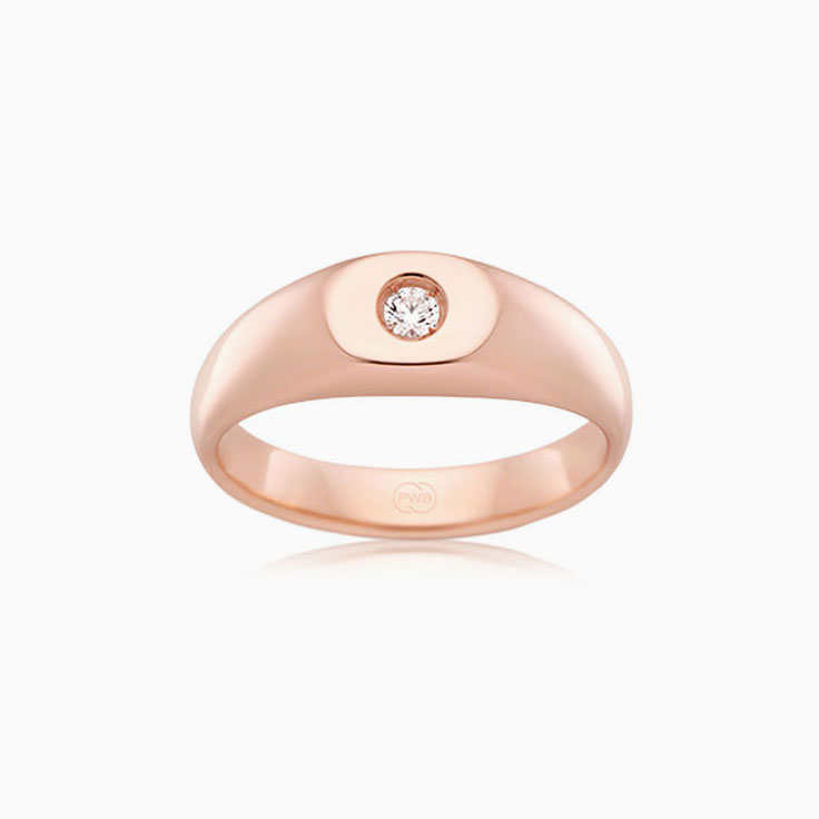 Sleek Mens Signet Ring With Diamond