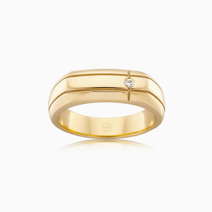 Bezel Set Diamond Signet Ring